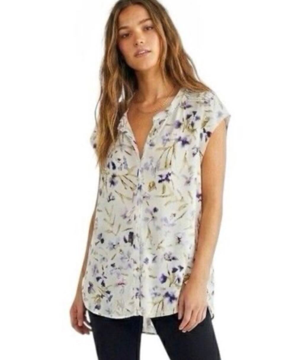 Daniel Rainn Anthropologie Cap sleeve top size Small Pleats and Fringe trim